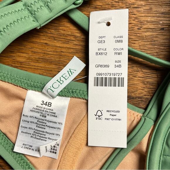 J. Crew Balconette 34B Green Bikini Top with Underwire - Picture 4 of 5